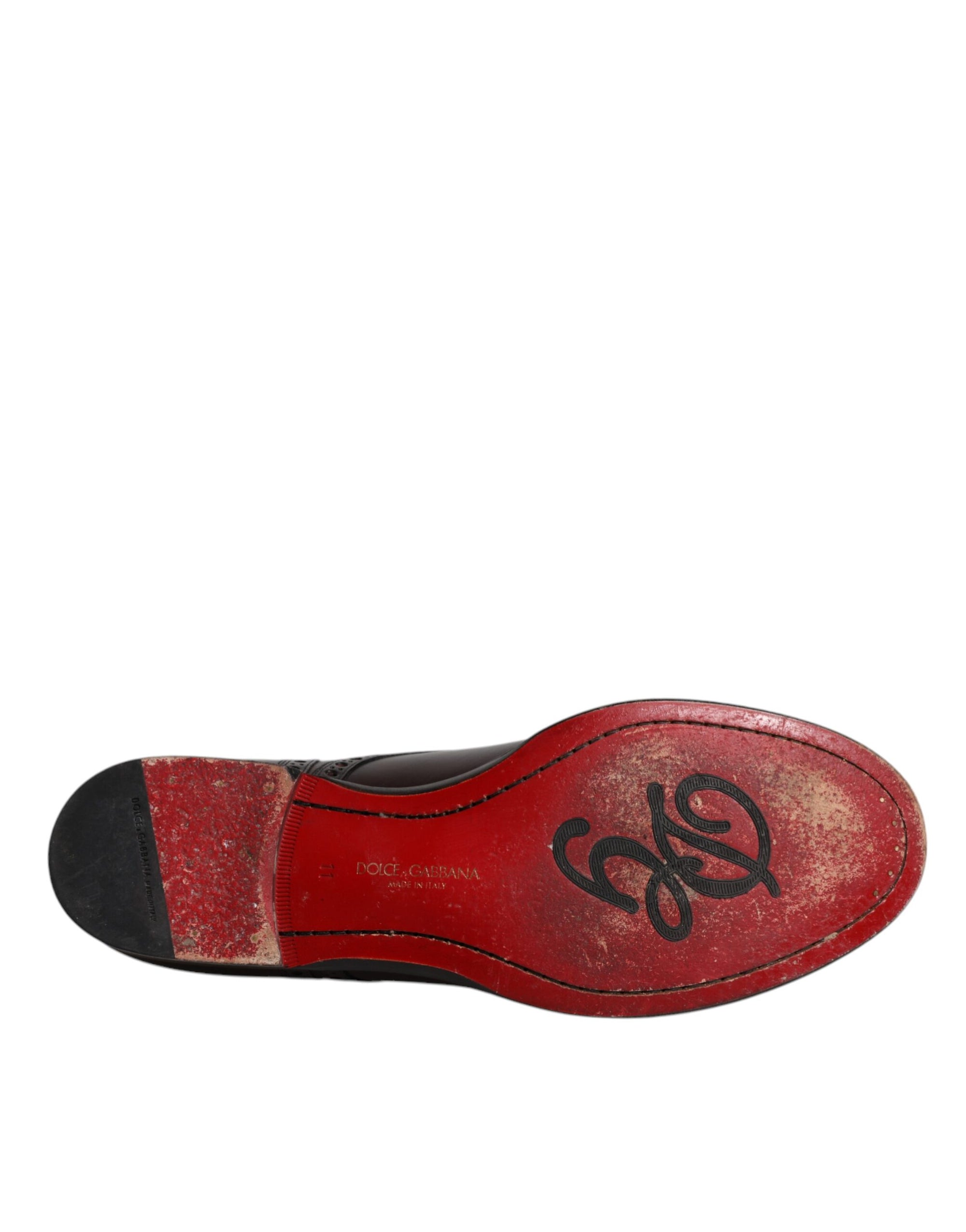 Dolce &amp; Gabbana Black Calfskin Leather Derby Men Dress Shoes