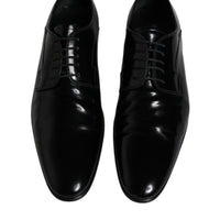 Dolce & Gabbana Black Patent Leather Derby Men Dress Shoes