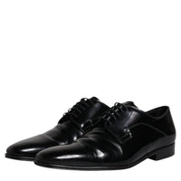 Dolce & Gabbana Black Patent Leather Derby Men Dress Shoes