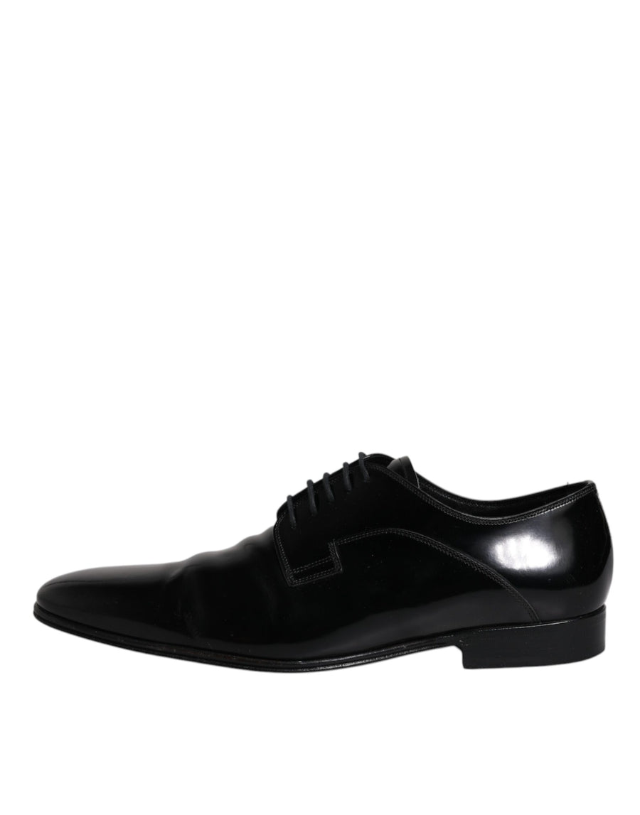 Dolce & Gabbana Black Patent Leather Derby Men Dress Shoes