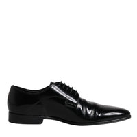 Dolce & Gabbana Black Patent Leather Derby Men Dress Shoes