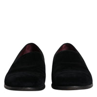 Dolce & Gabbana Black Velvet Loafers Formal Men Dress Shoes