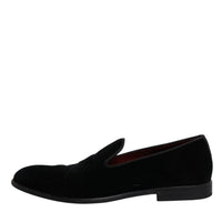 Dolce & Gabbana Black Velvet Loafers Formal Men Dress Shoes