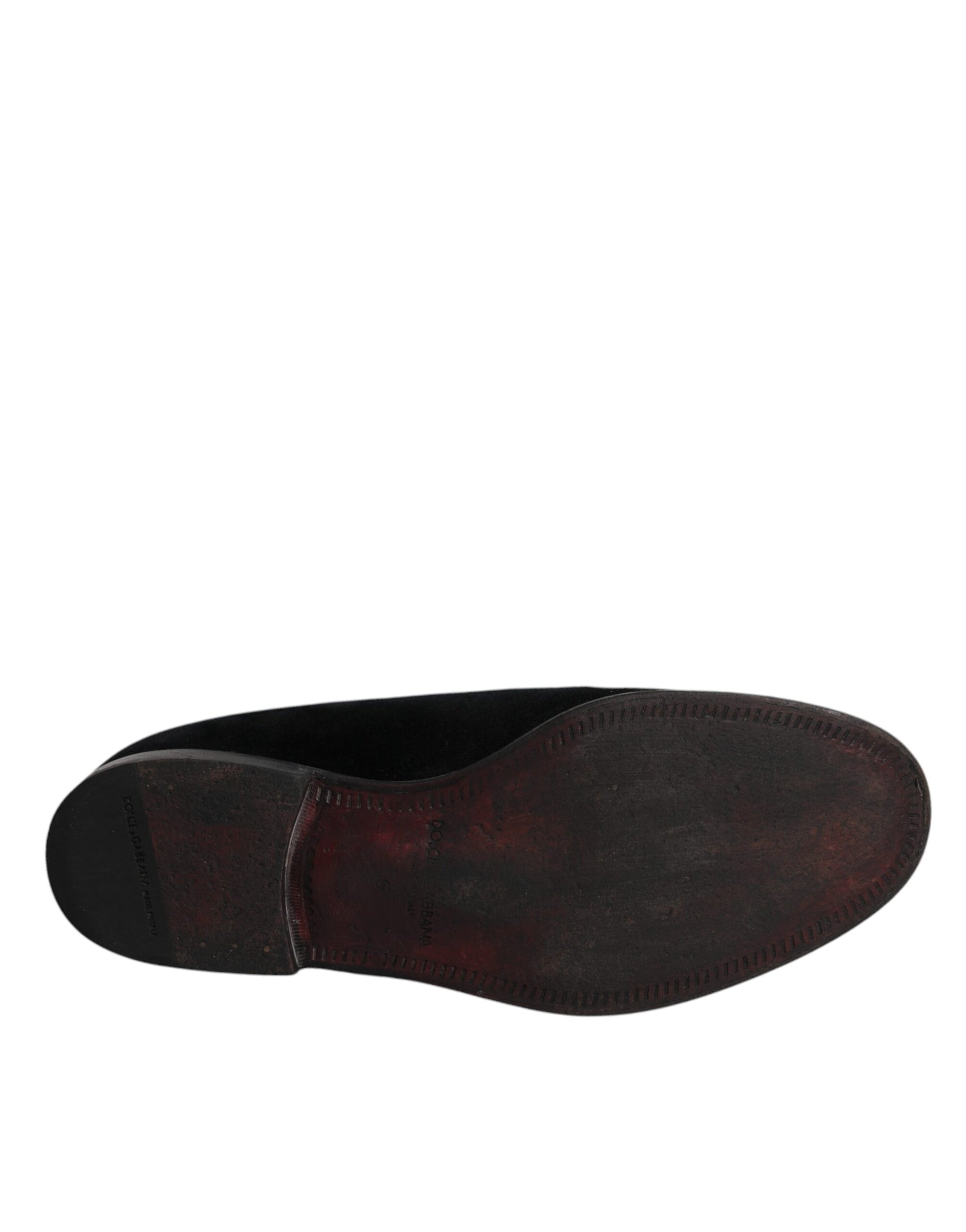 Dolce &amp; Gabbana Black Velvet Loafers Formal Men Dress Shoes