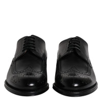 Dolce & Gabbana Black Leather Derby Wingtip Formal Shoes