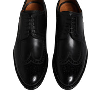 Dolce & Gabbana Black Leather Derby Wingtip Formal Shoes