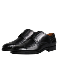 Dolce & Gabbana Black Leather Derby Wingtip Formal Shoes