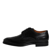 Dolce & Gabbana Black Leather Derby Wingtip Formal Shoes