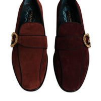 Dolce & Gabbana Bordeaux Suede Loafers Formal Men Dress Shoes