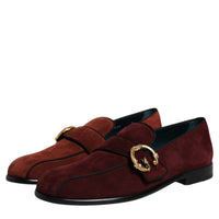 Dolce & Gabbana Bordeaux Suede Loafers Formal Men Dress Shoes