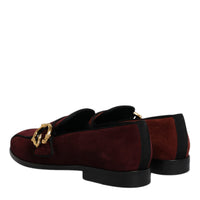 Dolce & Gabbana Bordeaux Suede Loafers Formal Men Dress Shoes