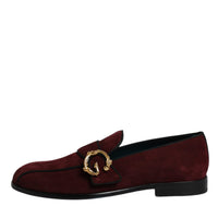 Dolce & Gabbana Bordeaux Suede Loafers Formal Men Dress Shoes