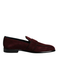 Dolce & Gabbana Bordeaux Suede Loafers Formal Men Dress Shoes