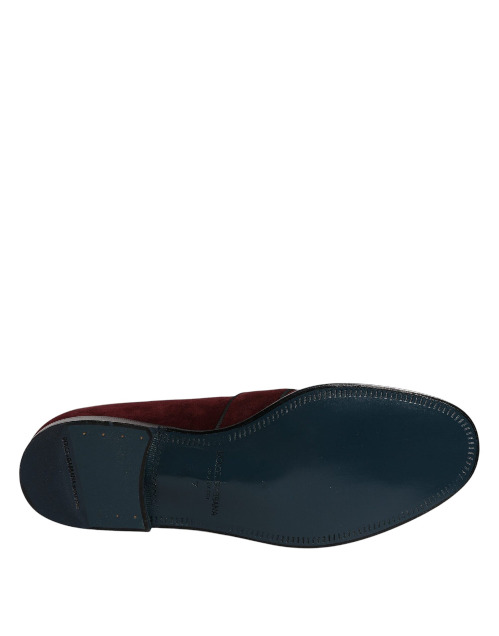 Dolce &amp; Gabbana Bordeaux Suede Loafers Formal Men Dress Shoes