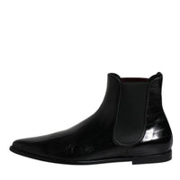 Dolce & Gabbana Black Leather Chelsea Men Ankle Boots Shoes