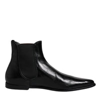 Dolce & Gabbana Black Leather Chelsea Men Ankle Boots Shoes