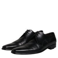 Dolce & Gabbana Black Leather Derby Men Formal Dress Shoes