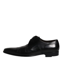 Dolce & Gabbana Black Leather Derby Men Formal Dress Shoes