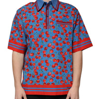 Dolce & Gabbana Blue Cherry Cotton Collared Men Polo T-shirt