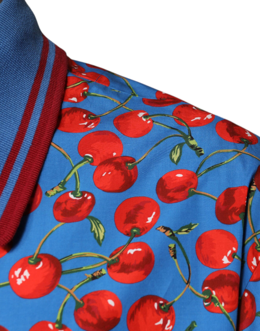 Dolce & Gabbana Blue Cherry Cotton Collared Men Polo T-shirt