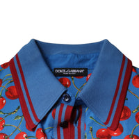 Dolce & Gabbana Blue Cherry Cotton Collared Men Polo T-shirt