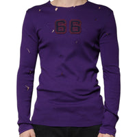 Dolce & Gabbana Purple Cotton Round Neck Pullover Men Sweater