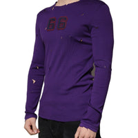 Dolce & Gabbana Purple Cotton Round Neck Pullover Men Sweater