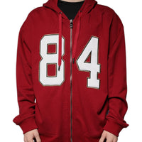 Dolce & Gabbana Red Cotton Hooded Zip Sweatshirt Sweater