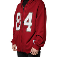 Dolce & Gabbana Red Cotton Hooded Zip Sweatshirt Sweater