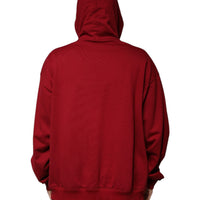 Dolce & Gabbana Red Cotton Hooded Zip Sweatshirt Sweater