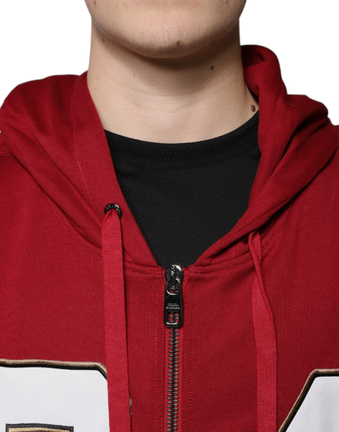 Dolce & Gabbana Red Cotton Hooded Zip Sweatshirt Sweater