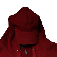 Dolce & Gabbana Red Cotton Hooded Zip Sweatshirt Sweater