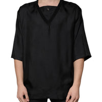 Dolce & Gabbana Black Cotton Square Neck Short Sleeve T-shirt