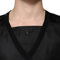 Dolce & Gabbana Black Cotton Square Neck Short Sleeve T-shirt