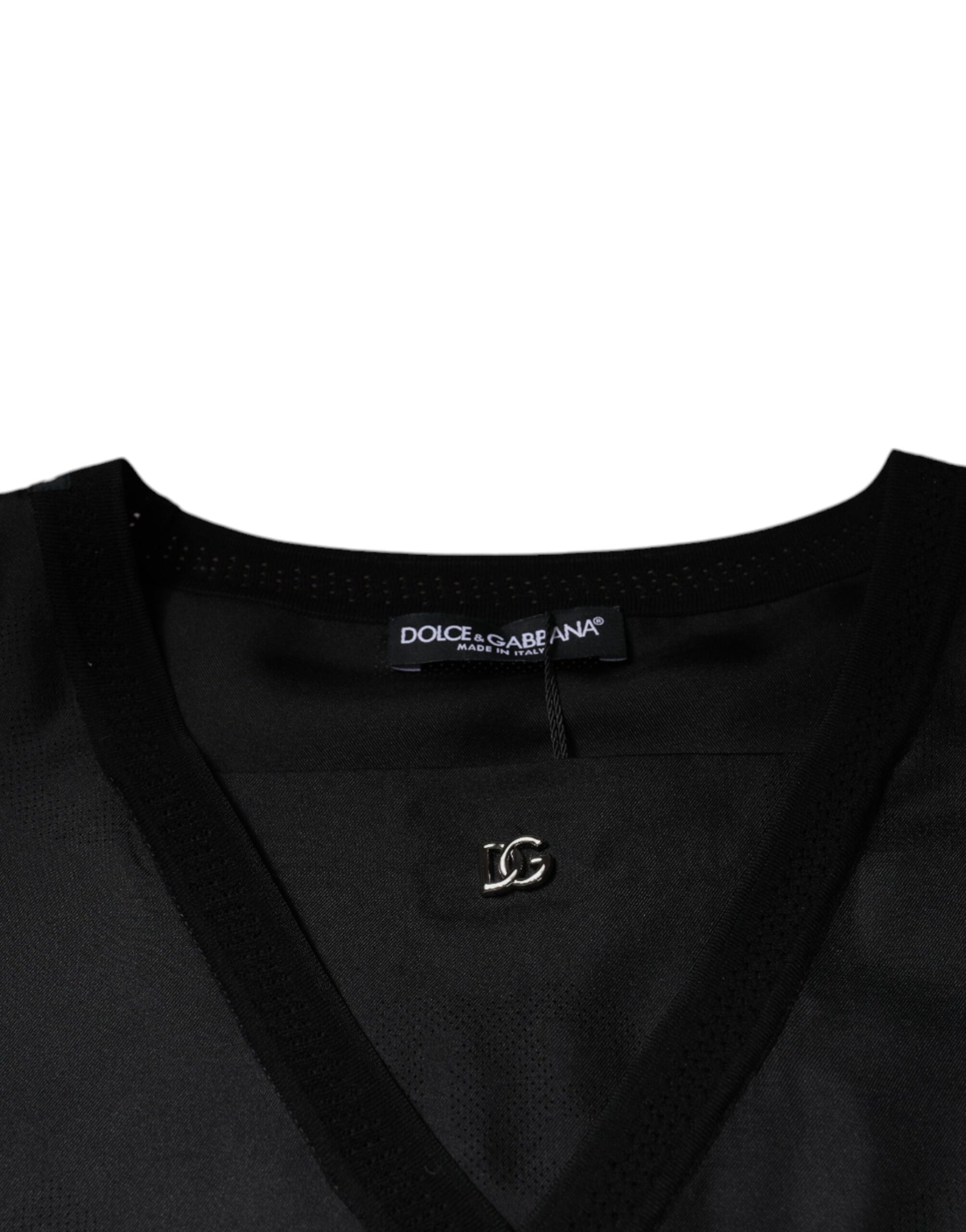 Dolce &amp; Gabbana Black Cotton Square Neck Short Sleeve T-shirt
