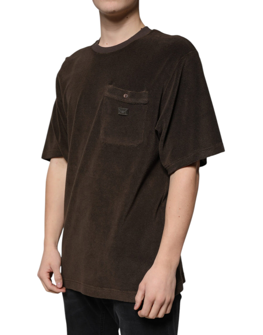 Dolce & Gabbana Brown Cotton Crew Neck Short Sleeves T-shirt