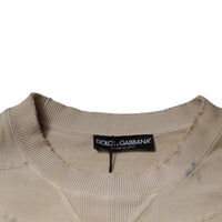 Dolce & Gabbana Beige Cotton Crew Neck Sleeveless T-shirt