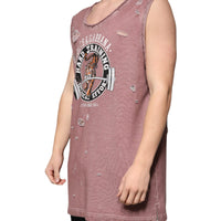 Dolce & Gabbana Brown Cotton Round Neck Sleeveless T-shirt