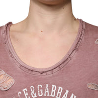 Dolce & Gabbana Brown Cotton Round Neck Sleeveless T-shirt