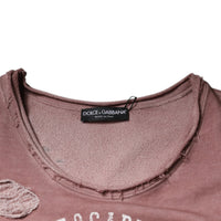 Dolce & Gabbana Brown Cotton Round Neck Sleeveless T-shirt