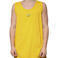 Dolce & Gabbana Yellow Cotton Round Neck Sleeveless T-shirt