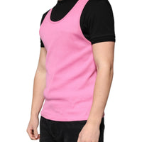 Dolce & Gabbana Pink Cotton Round Neck Sleeveless T-shirt