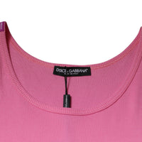 Dolce & Gabbana Pink Cotton Round Neck Sleeveless T-shirt