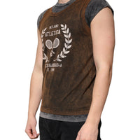 Dolce & Gabbana Brown Cotton Crew Neck Sleeveless T-shirt