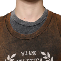 Dolce & Gabbana Brown Cotton Crew Neck Sleeveless T-shirt