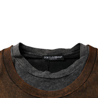 Dolce & Gabbana Brown Cotton Crew Neck Sleeveless T-shirt