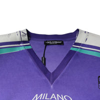 Dolce & Gabbana Purple Logo Jersey Cotton V-neck T-shirt