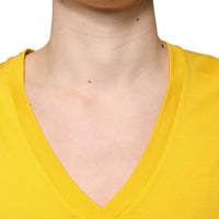 Dolce & Gabbana Yellow Cotton V-neck Short Sleeves T-shirt