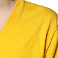 Dolce & Gabbana Yellow Cotton V-neck Short Sleeves T-shirt