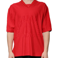 Dolce & Gabbana Red Cotton V-neck Short Sleeves T-shirt